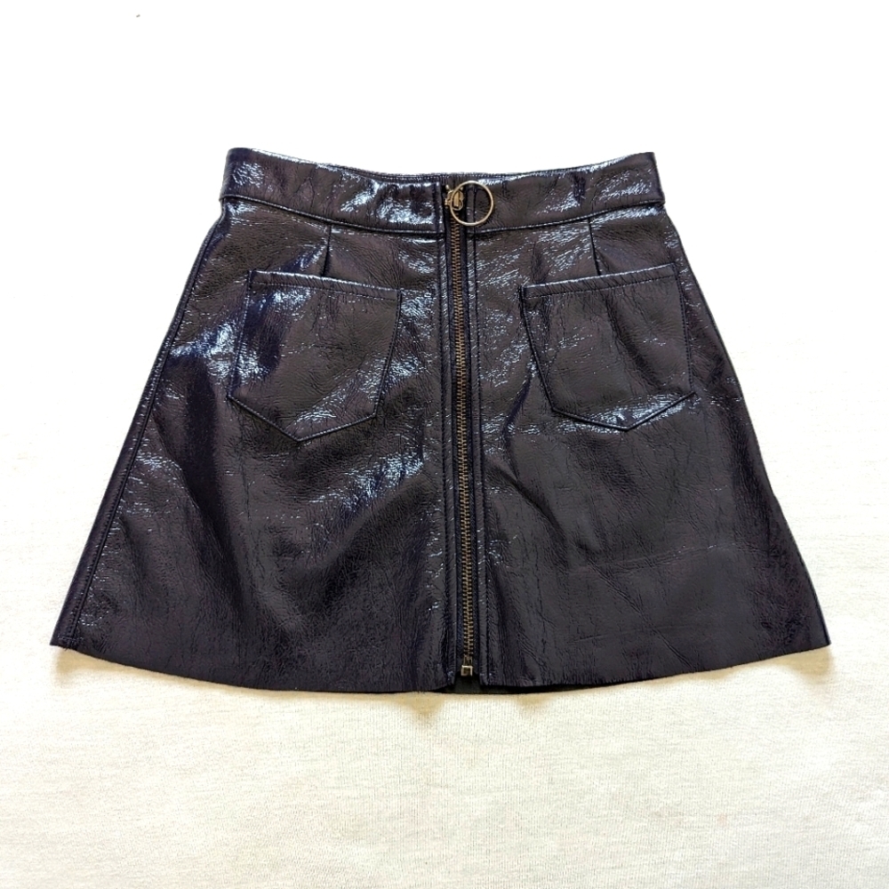 Tucker + Tate faux leather dark purple zipped skirt with pockets girls size 8